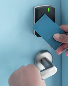 card scanning card reader opening door