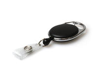 Black Solid Carabiner Card Reels with Reinforced Straps - Pack of 50