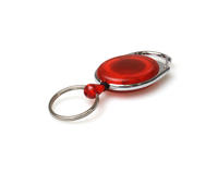 Red Translucent Carabiner Card Reels with Key Rings - Pack of 50