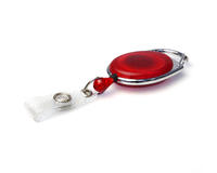 Red Translucent Carabiner Card Reels with Reinforced ID Straps - Pack of 50