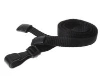 10mm Black Lanyards with Breakaway and Plastic J Clip - Pack of 100