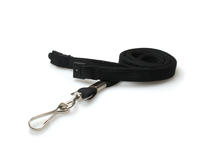 10mm Black Tubular Woven Breakaway Lanyard with Metal J-Clip - Pack of 100