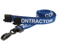 Blue Contractor Lanyards with Breakaway and Plastic J Clip - Pack of 100