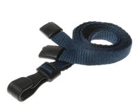 Dark Blue Lanyards with Breakaway and Plastic J Clip - Pack of 100