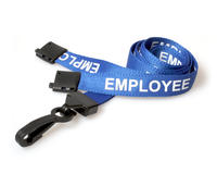 Employee Blue Lanyards with Plastic J-Clip - Pack of 100