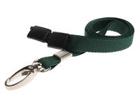 Dark Green Lanyards with Breakaway and Metal Lobster Clip - Pack of 100