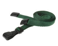 Dark Green Lanyards with Breakaway and Plastic J Clip - Pack of 100