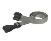 Grey Lanyards with Breakaway and Plastic J Clip - Pack of 100