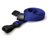 10mm Navy Blue Lanyards with Breakaway and Plastic J Clip - Pack of 100