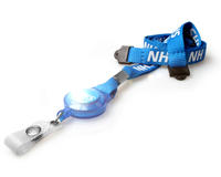 15mm NHS Lanyards with Dual Breakaway and Card Reel with Printed NHS Dome - Pack of 100