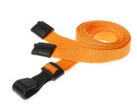 Orange Lanyards with Breakaway and Plastic J Clip - Pack of 100