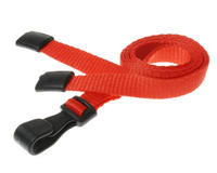 Red Lanyards with Breakaway and Plastic J Clip - Pack of 100