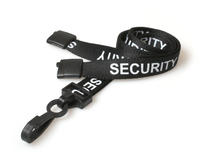 Security Black Lanyards with Plastic J-Clip - Pack of 100