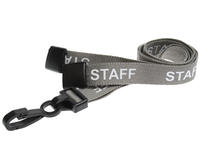 15mm Grey Staff Lanyards with Breakaway and Plastic J Clip - Pack of 100