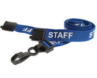 Blue Staff Lanyards with Breakaway and Plastic J Clip - Pack of 100