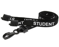 Black Student Lanyards with Breakaway and Plastic J Clip - Pack of 100