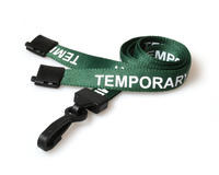 Temporary Green Lanyards with Plastic J-Clip - Pack of 100