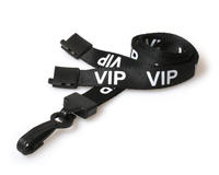 V.I.P. Black Lanyards with Plastic J-Clip - Pack of 100