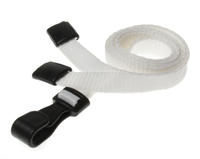 White Lanyards with Breakaway and Plastic J Clip - Pack of 100