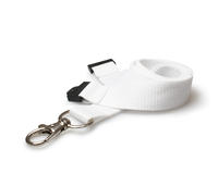 20mm White Flat Woven BreakAway Lanyard with Metal Trigger Clip - Pack of 100