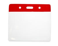 Vinyl Badge Red Top Card Holder 91 x 65 mm Landscape - Pack of 100