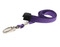 Purple Lanyards with Breakaway and Metal Lobster Clip - Pack of 100