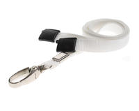 White Lanyards with Breakaway and Metal Lobster Clip - Pack of 100